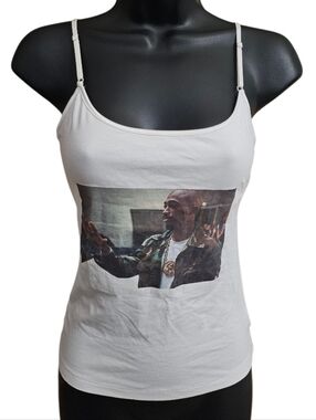 Y2K Tupac Shakur White Camisole Tank Top